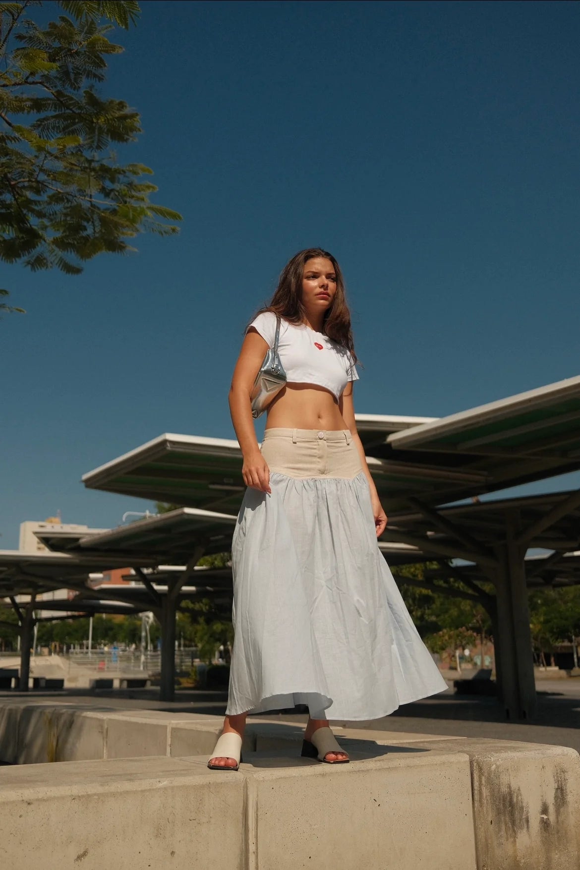 SAND STRIPE MAXI SKIRT