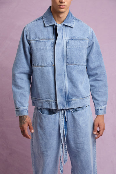 SAMBA FROSTED - Chaqueta denim azul claro efecto frosted