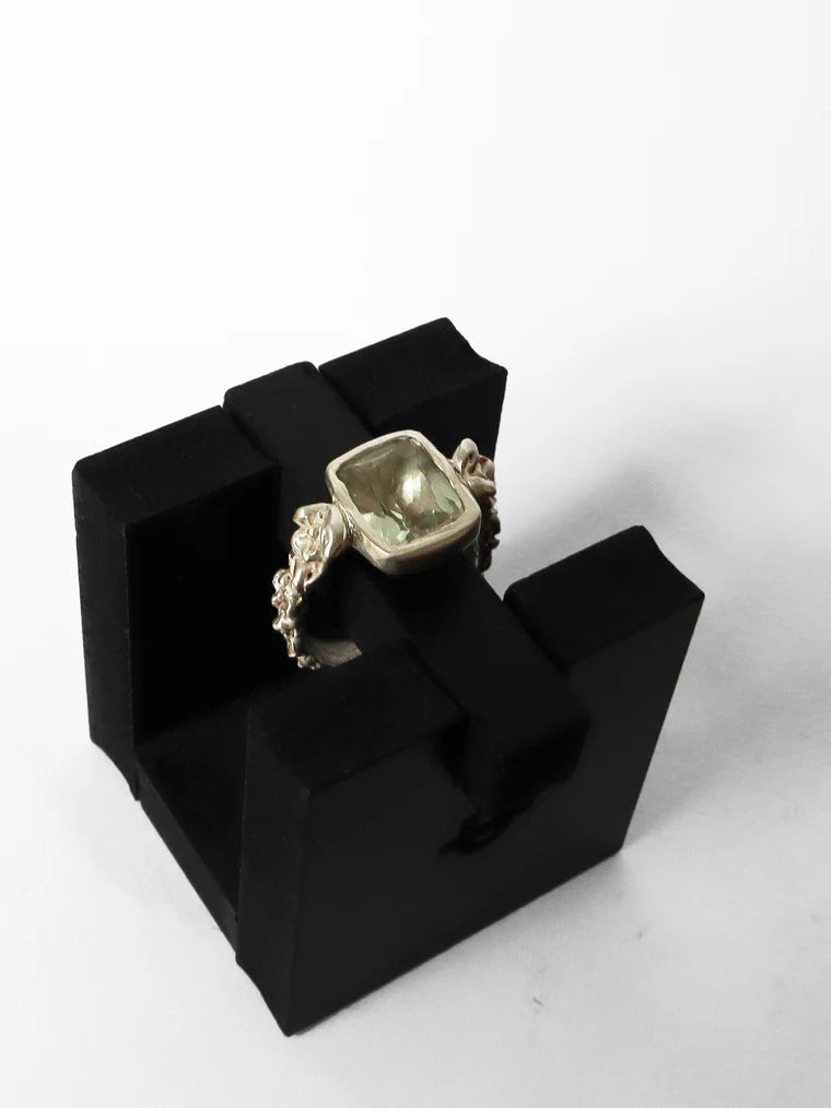 GREEN AMETHYST MOON RING