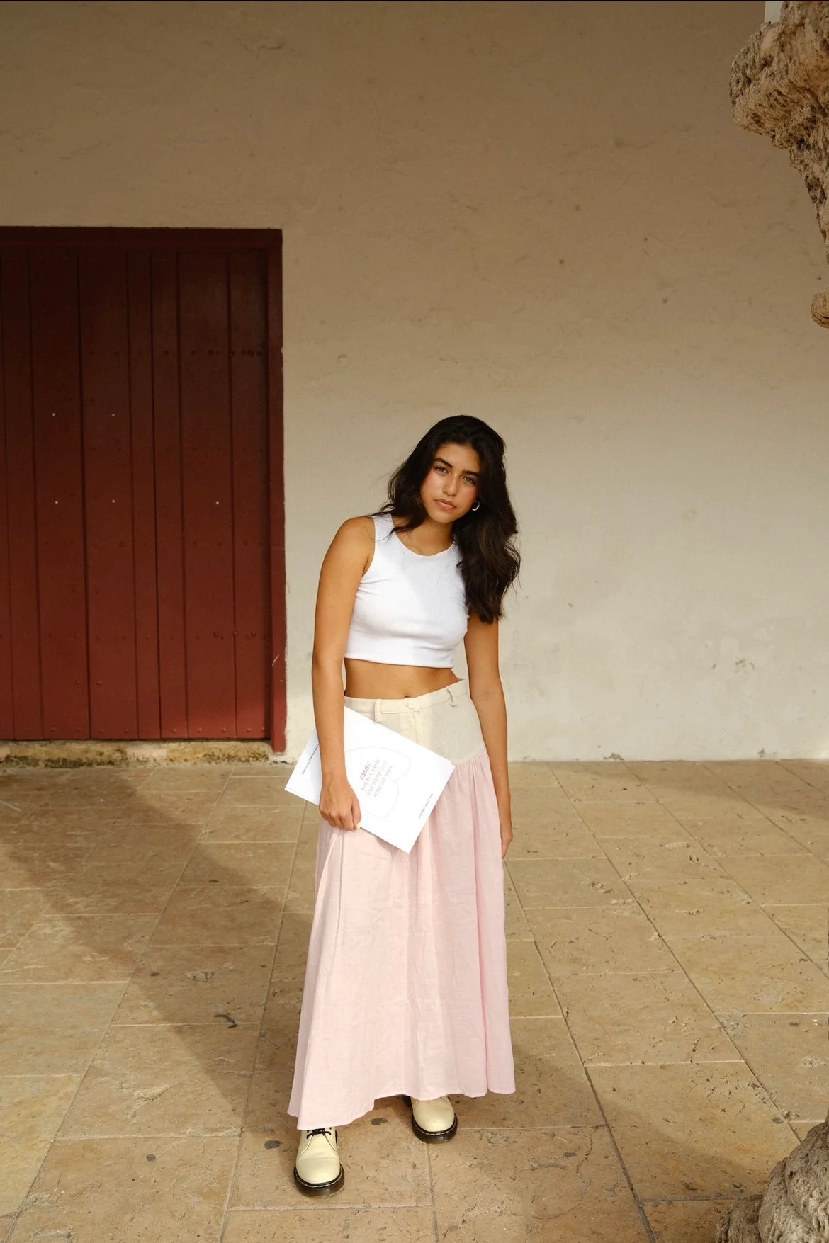 SAND STRIPE MAXI SKIRT