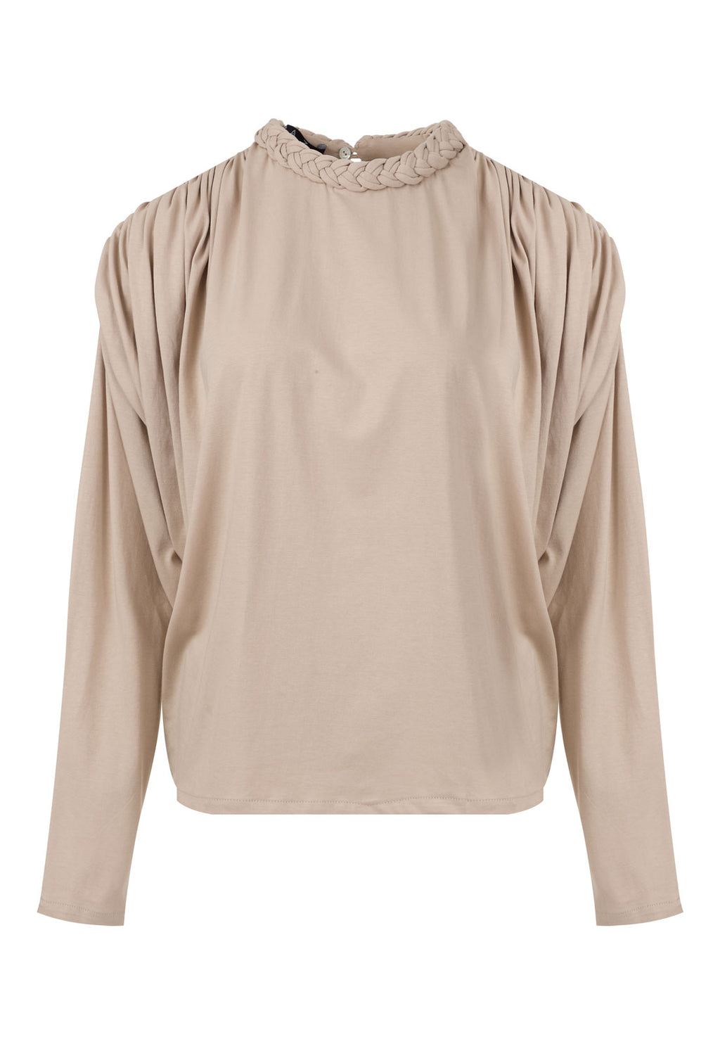 BRAIDED NECKLINE T-SHIRT