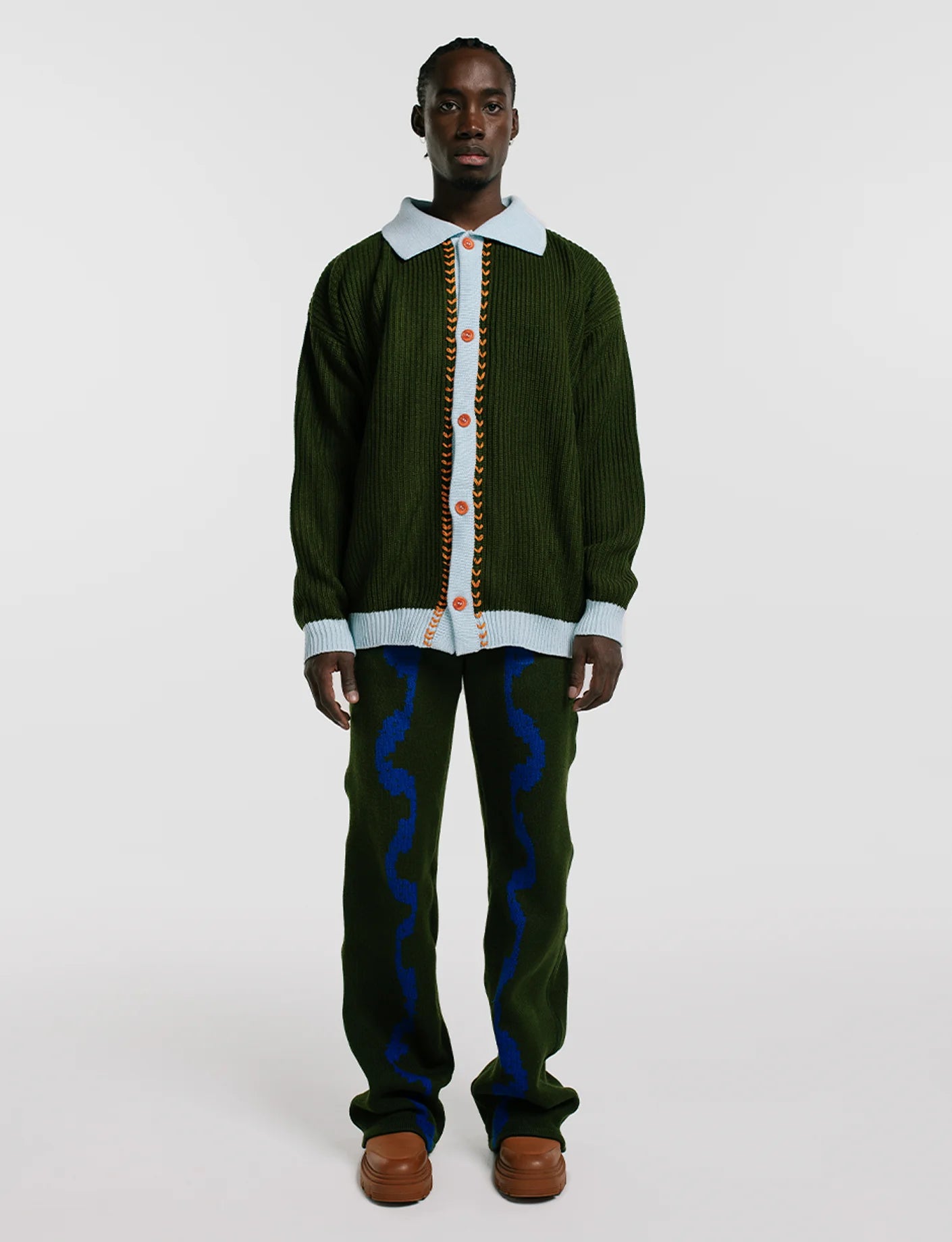 CARDIGAN POLO RIB VERDE MILITAR