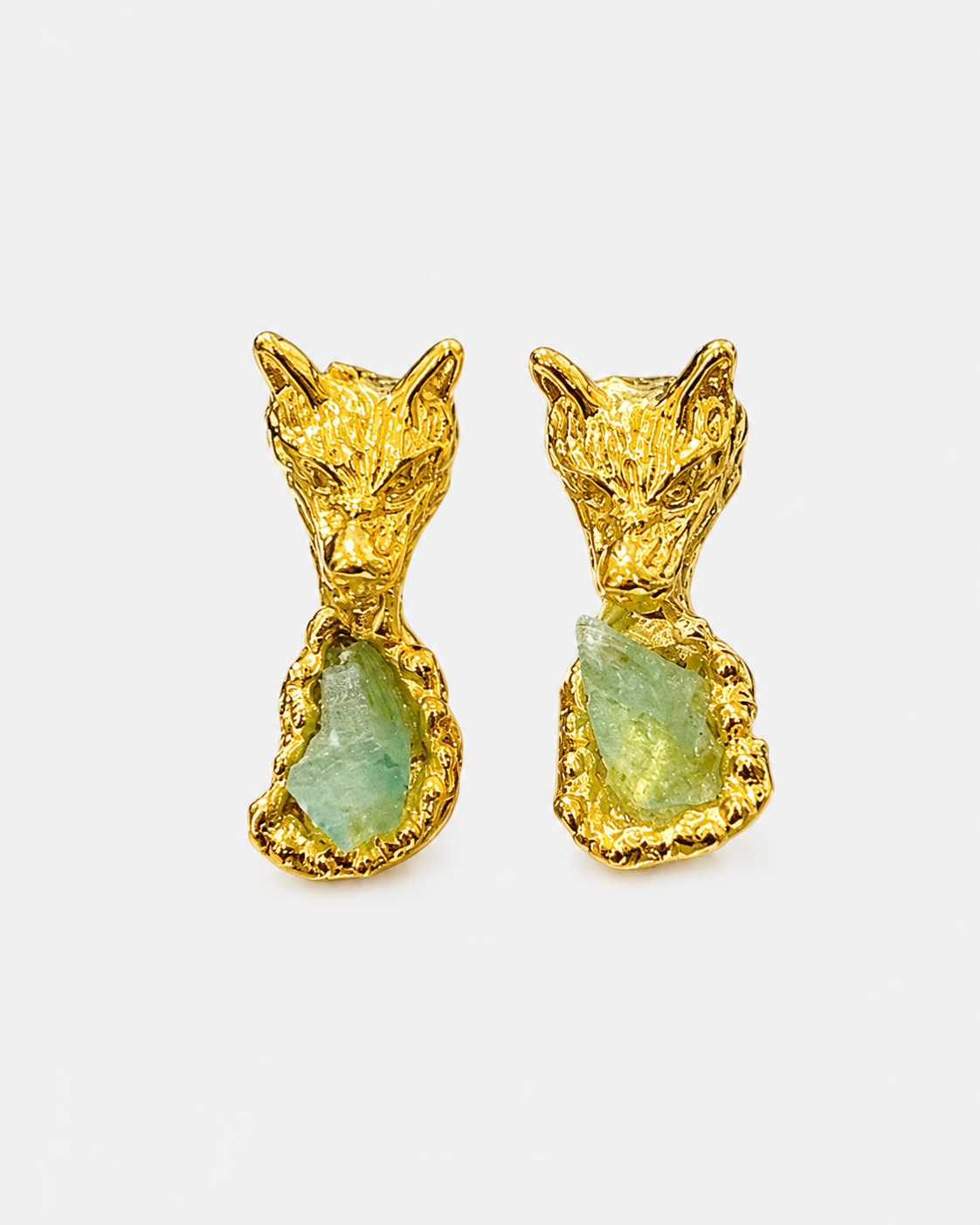 TIGER HEAD EMERALD EARRINGS