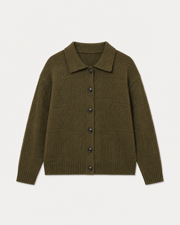 GREEN PICNIC POLO CARDIGAN