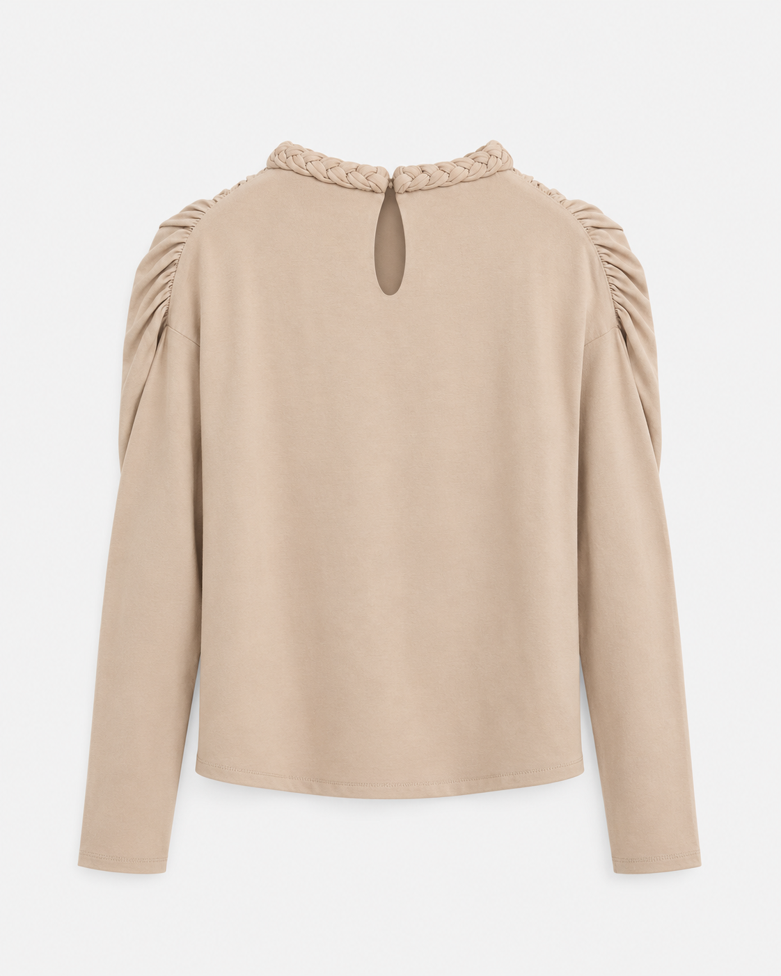 BRAIDED NECKLINE T-SHIRT