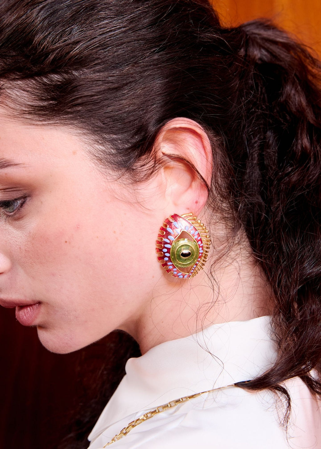 MAXI EYE BURGUNDY EARRINGS