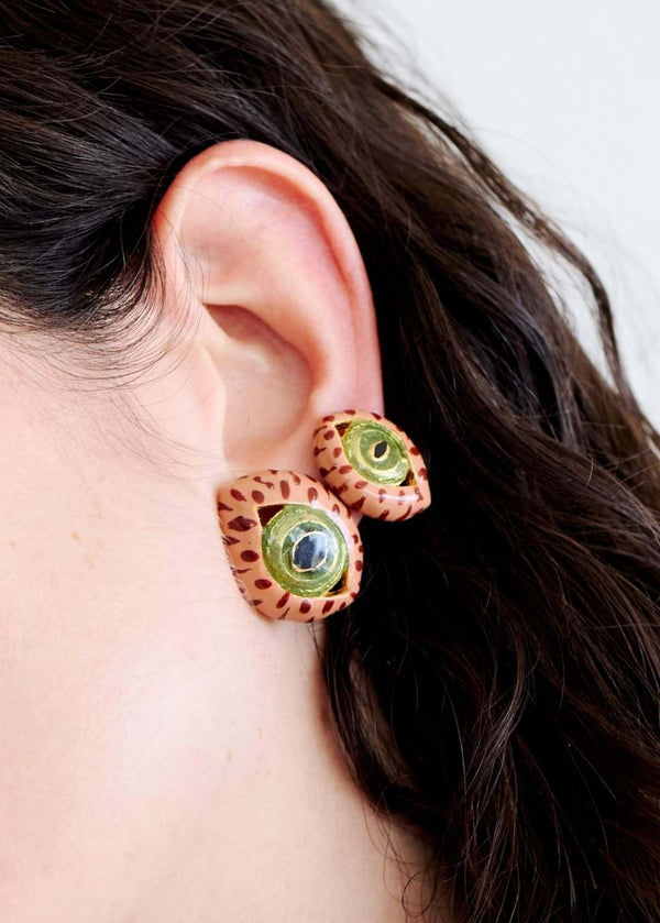 CAT EYE MIDI TERRACOTTA EARRINGS