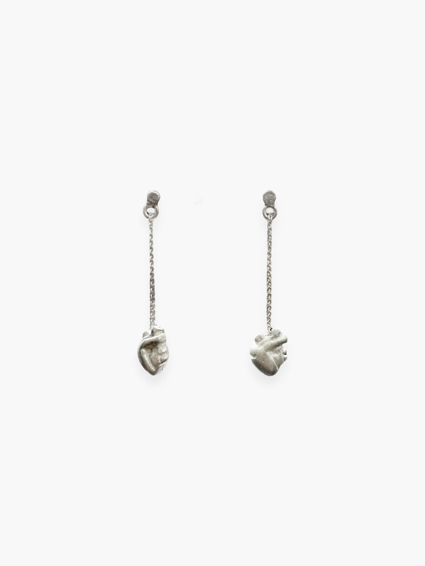 PAR ARETES CORAZÓN CADENA