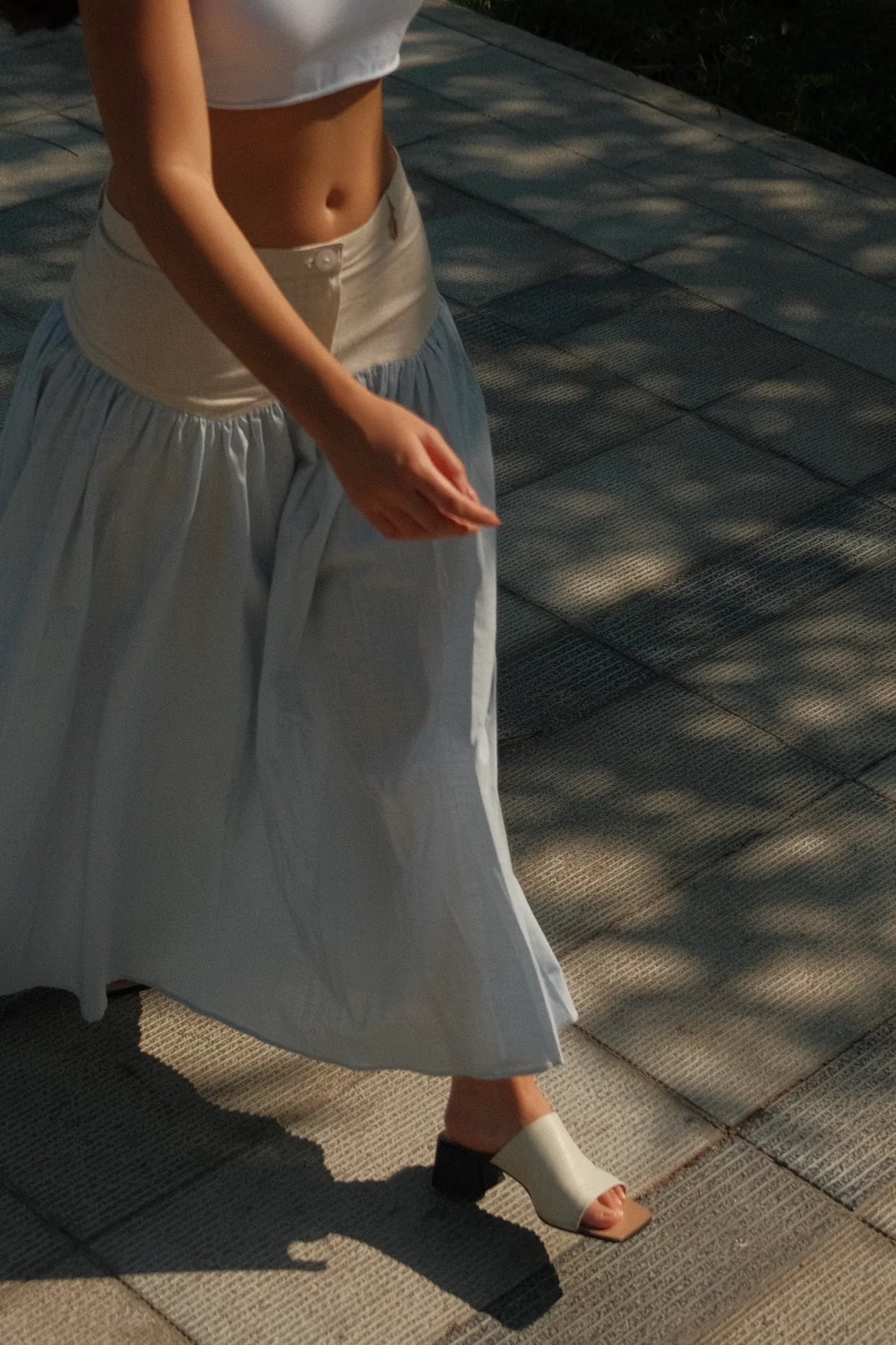 SAND STRIPE MAXI SKIRT