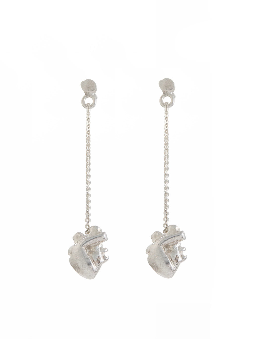 PAR ARETES CORAZÓN CADENA