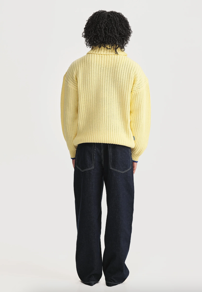 Saco cuello tortuga inglés Maglione amarillo tejido para hombre