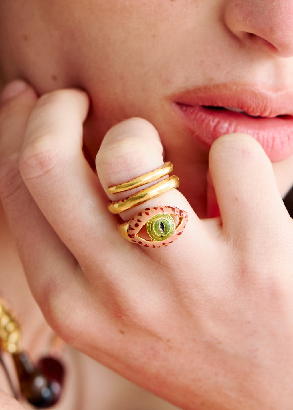 SPIRAL EYE TERRACOTTA RING
