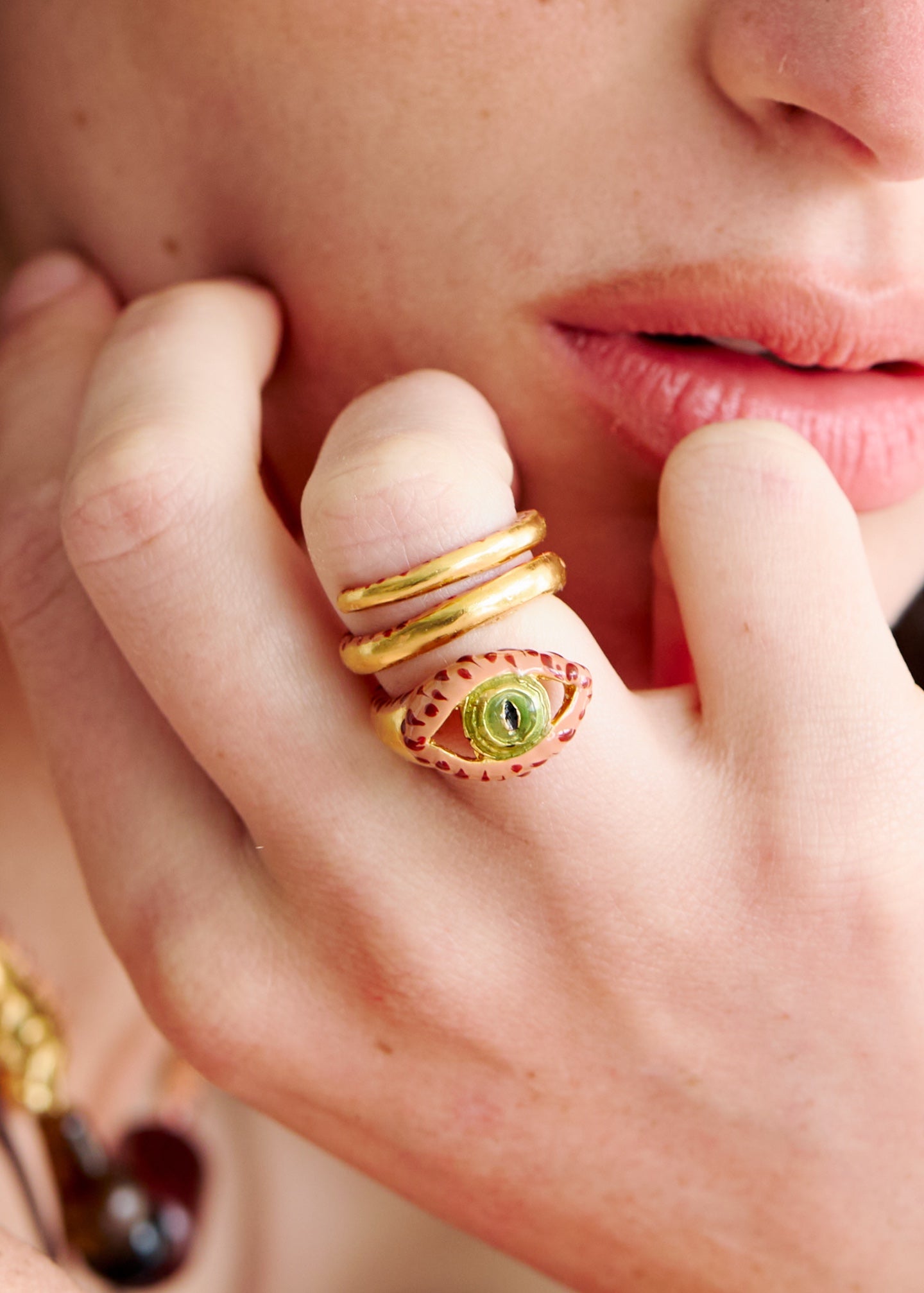 SPIRAL EYE TERRACOTTA RING